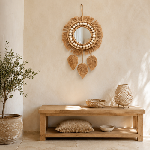 The Holkham Cotton Macrame Wall Mirror