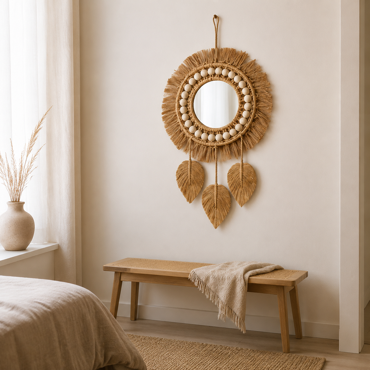 The Holkham Cotton Macrame Wall Mirror