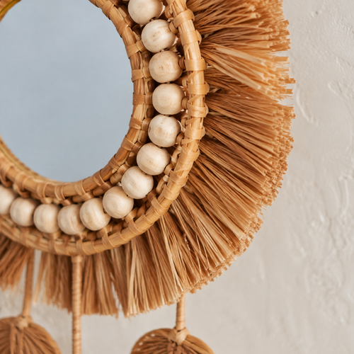The Holkham Cotton Macrame Wall Mirror
