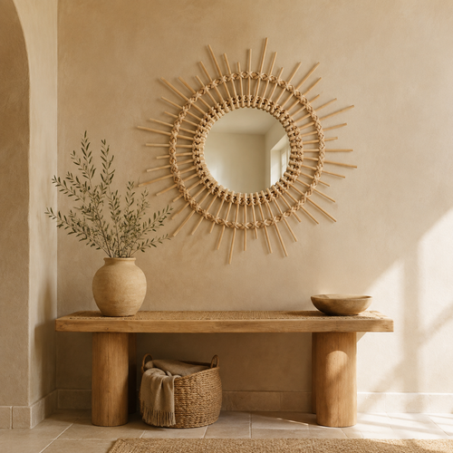 The Hursley Rattan Sunburst Wall Mirror