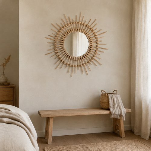 The Hursley Rattan Sunburst Wall Mirror