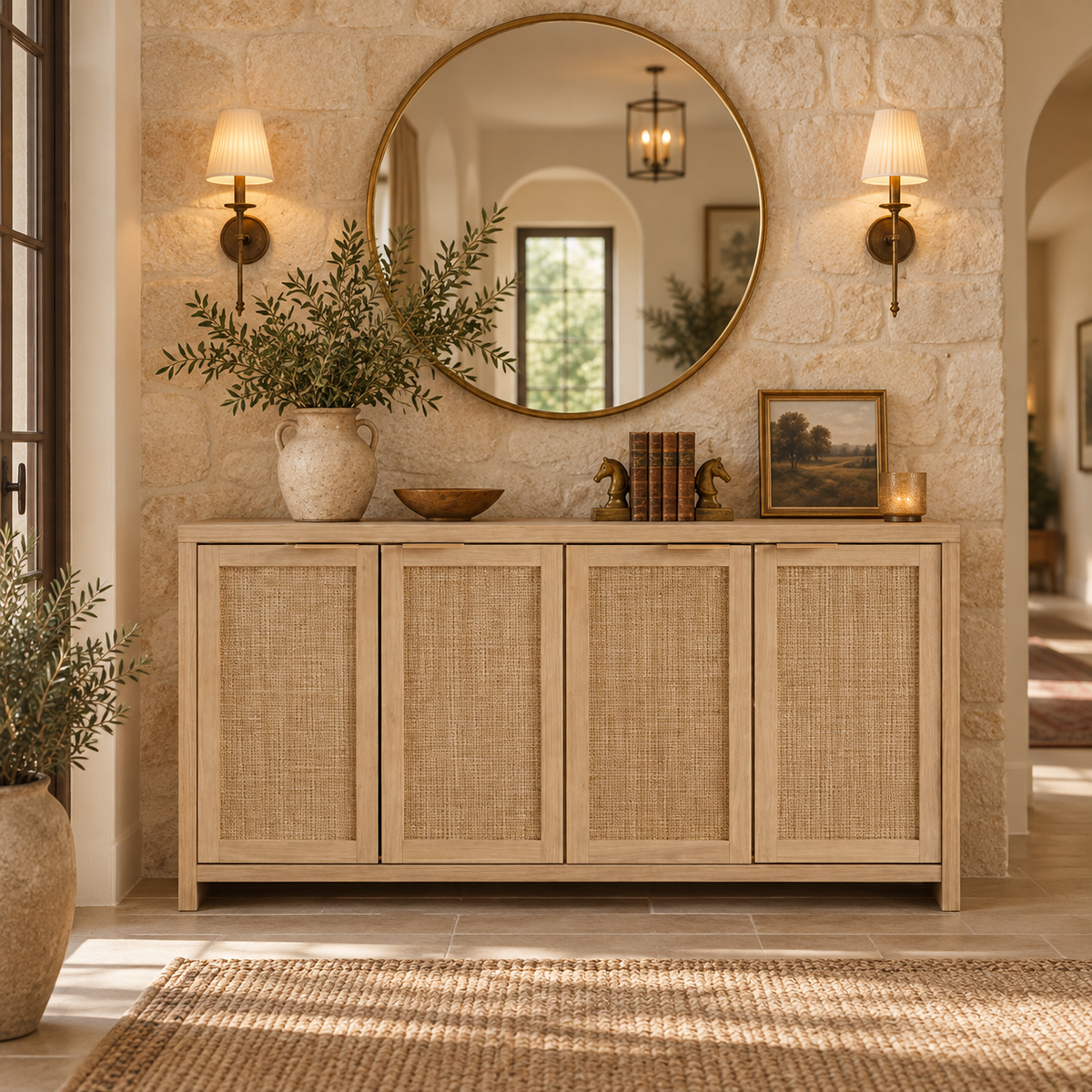 The Ludgrove Rattan Sideboard
