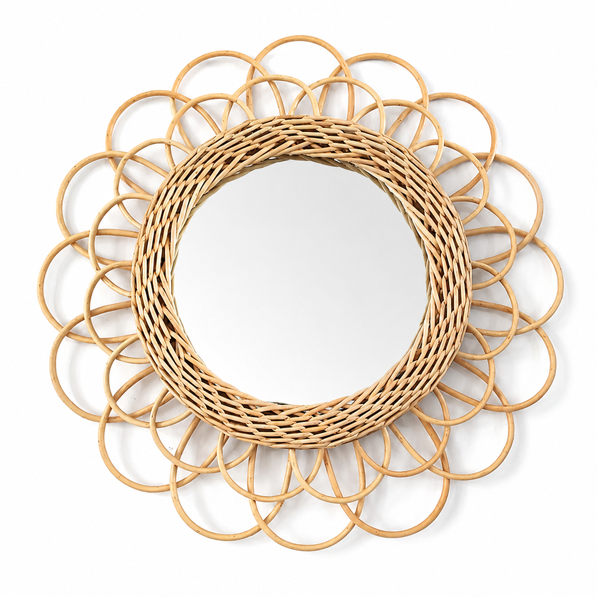 The Islip Large Flower Rattan Wall Mirror
