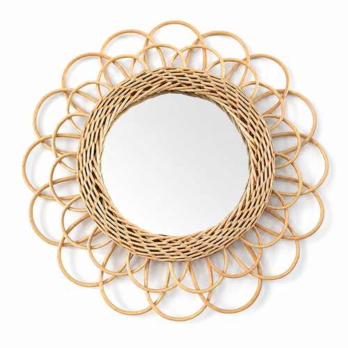 The Islip Large Flower Rattan Wall Mirror