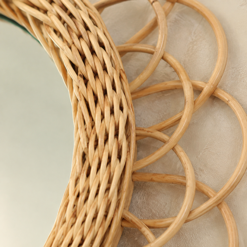 The Islip Large Flower Rattan Wall Mirror