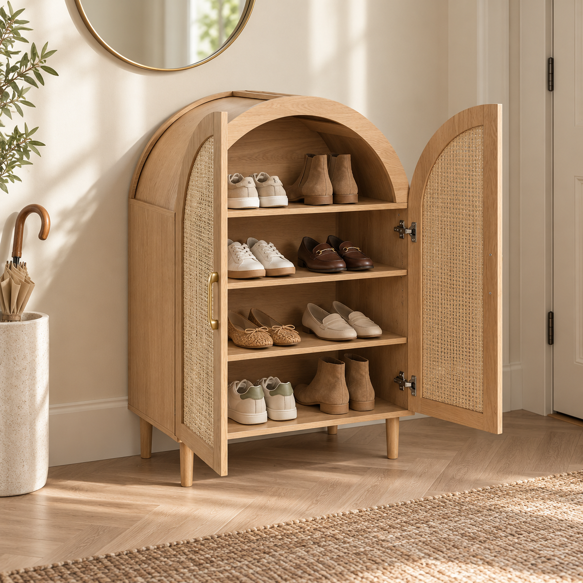 The Bramshaw Rattan Shoe Cabinet