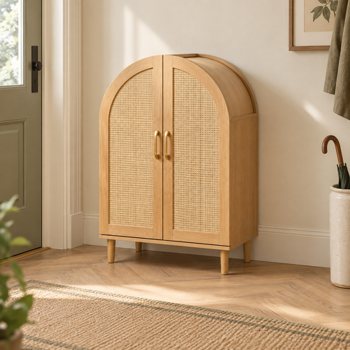 The Bramshaw Rattan Shoe Cabinet