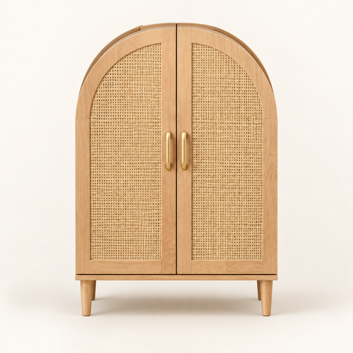 The Bramshaw Rattan Shoe Cabinet
