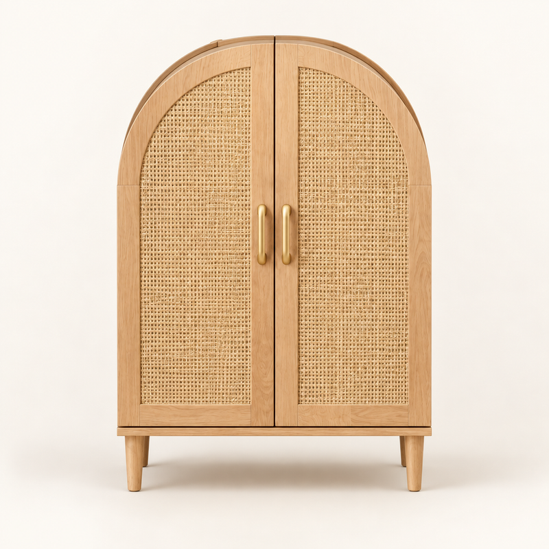 The Bramshaw Rattan Shoe Cabinet