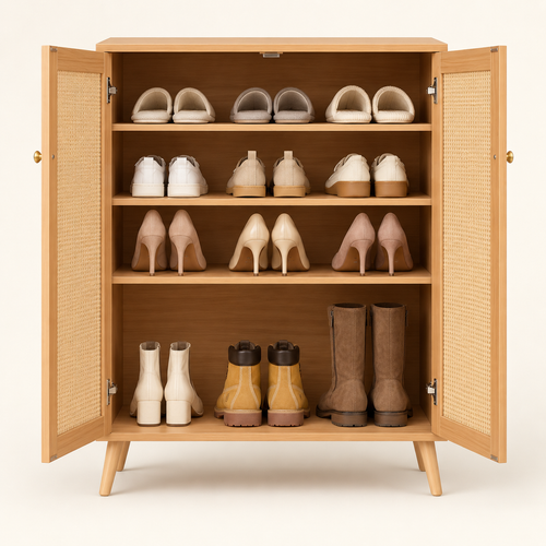 The Rowsley Rattan Shoe Cabinet