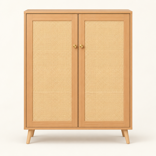 The Rowsley Rattan Shoe Cabinet
