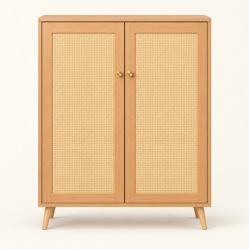 The Rowsley Rattan Shoe Cabinet