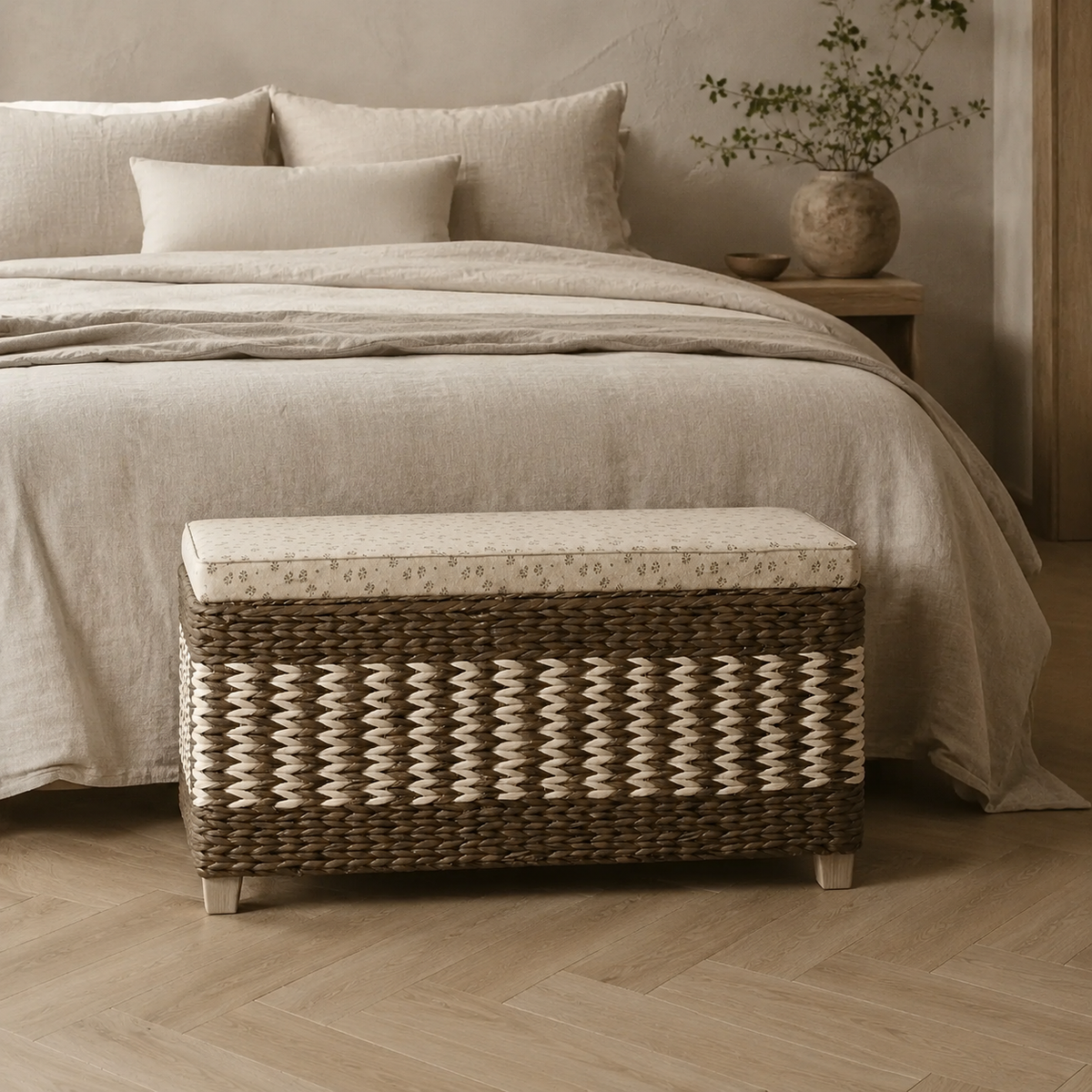 The Lindfield Upholstered Rattan Storage Bench