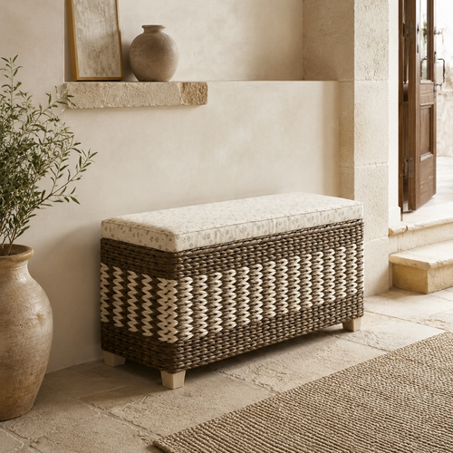The Lindfield Upholstered Rattan Storage Bench
