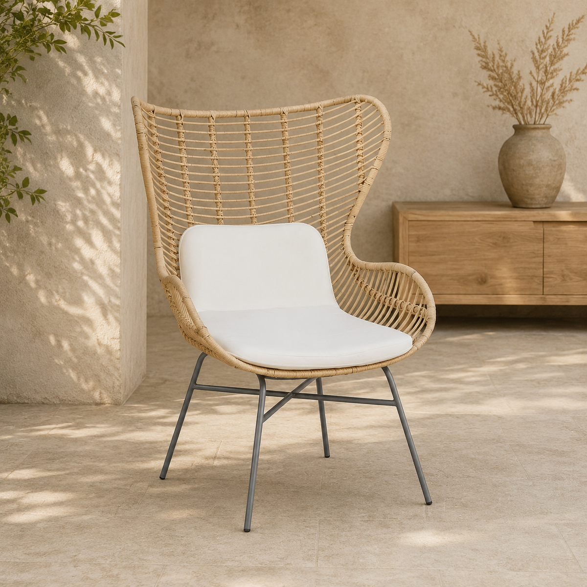 The Montacute Rattan and Metal Armchair