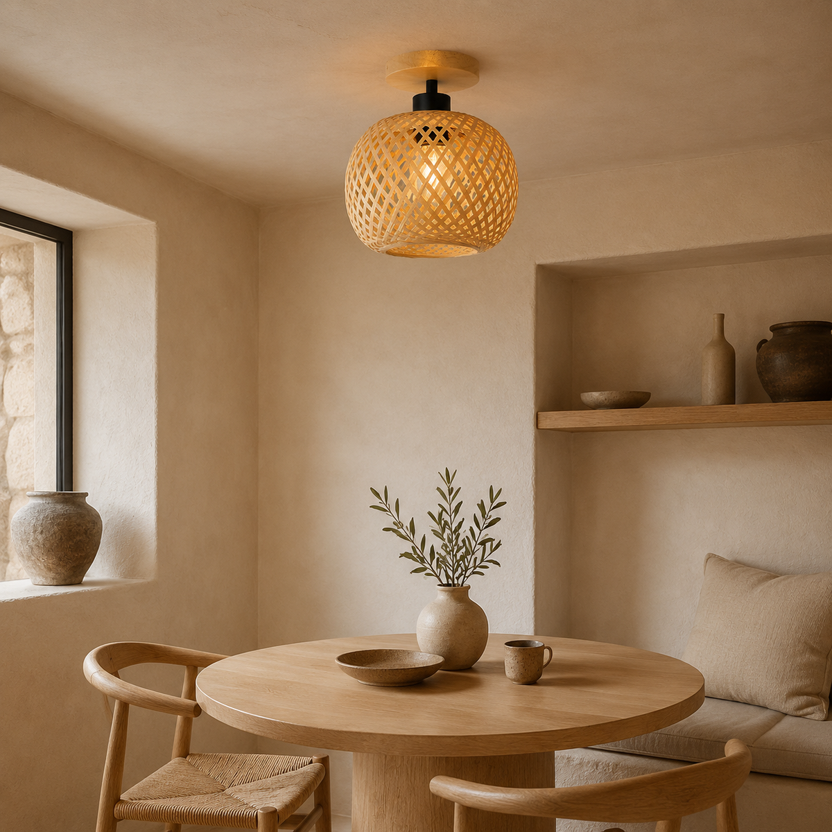 The Penshurst Woven Bamboo Globe Ceiling Light