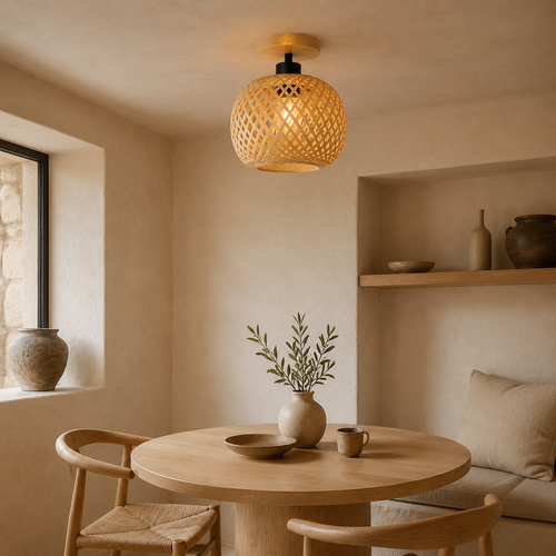 The Penshurst Woven Bamboo Globe Ceiling Light