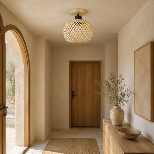 The Penshurst Woven Bamboo Globe Ceiling Light