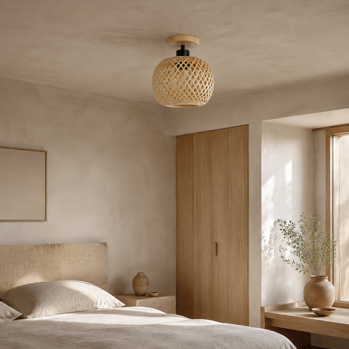 The Penshurst Woven Bamboo Globe Ceiling Light