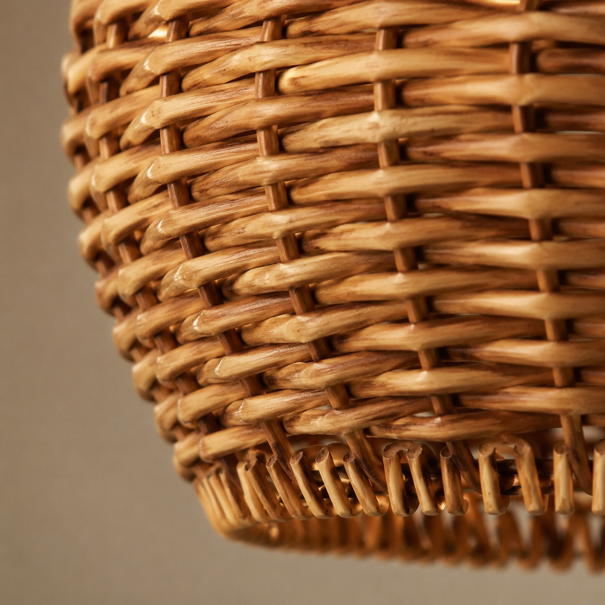 The Polperro Vintage Rattan and Iron Pendant Light