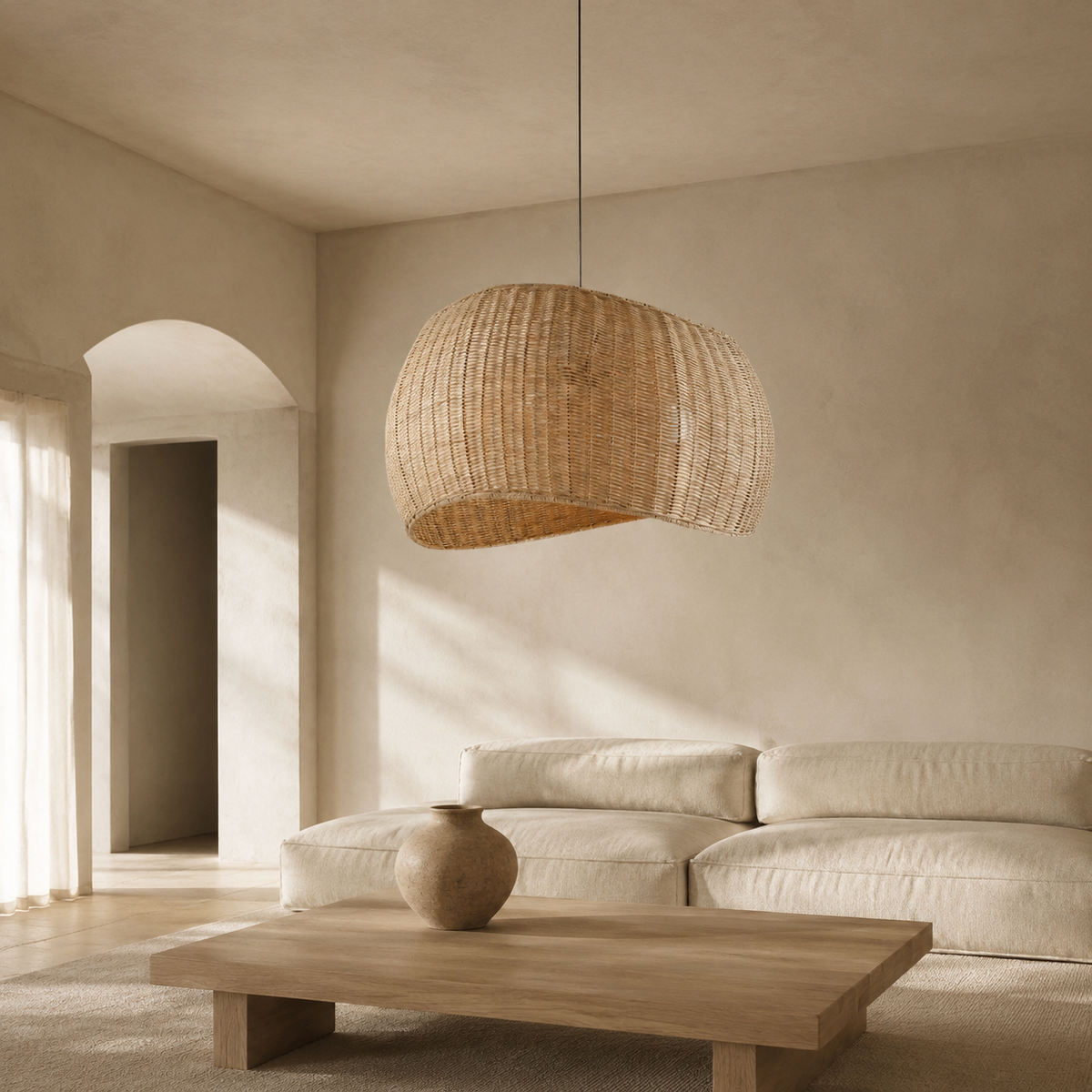 The Tisbury Cloud Rattan Pendant Light