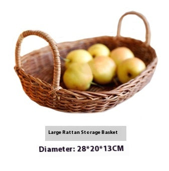 Enoshima Storage Basket — Oval woven basket with loop handles.