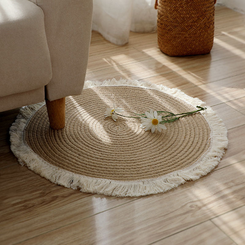 Balikpapan Jute Floor Mat — Round natural jute floor mat.