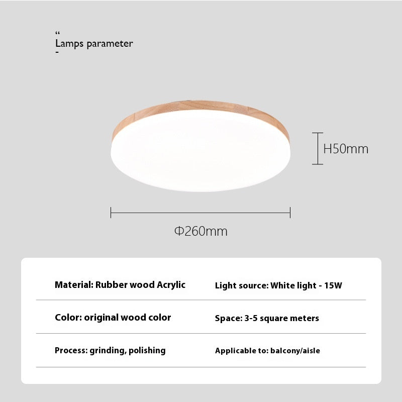 Kunshan Ceiling Light — Round ceiling light with a wooden rim.