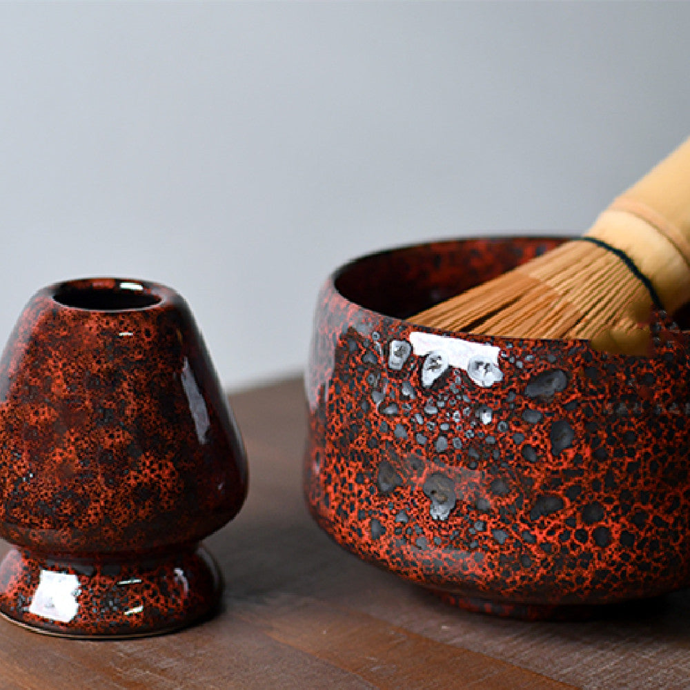 Jombang Matcha Tea Set — Four-piece matcha set with bowl, whisk, whisk rest and scoop.