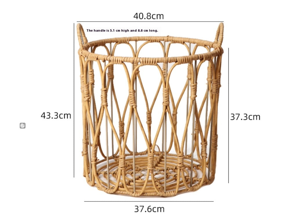Arashiyama Storage Basket — Tall cylindrical basket with an open lattice weave.