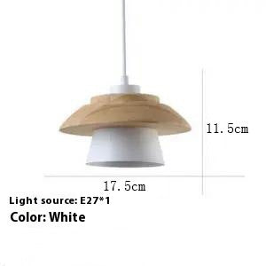 Kofu Pendant Light — White bell-shaped pendant shade with a flat wooden disc cap.