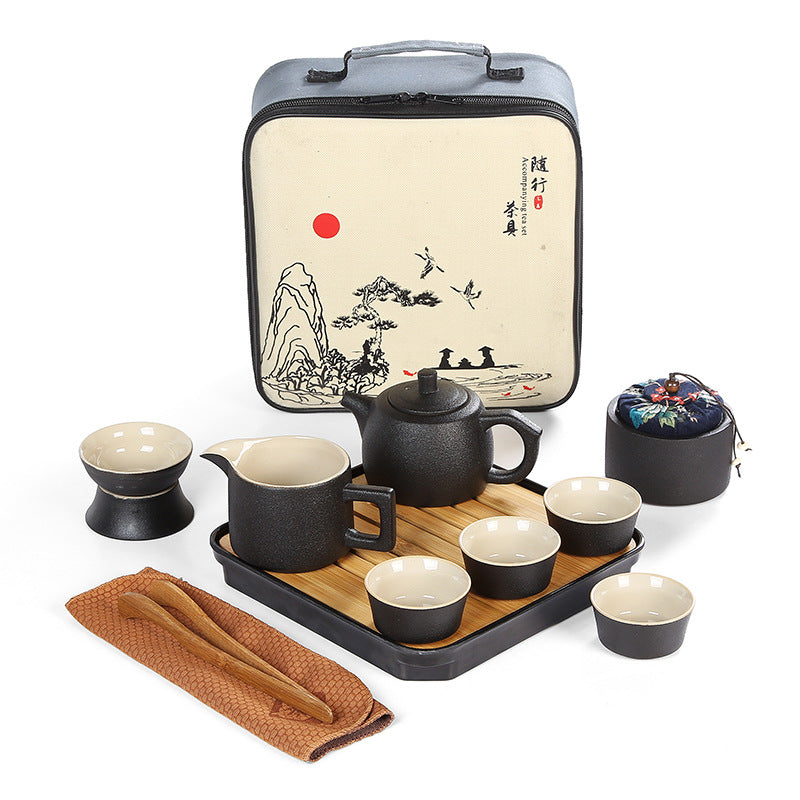 Ningyun Tea Set — Travel tea service in configuration 4, with a carrying case.