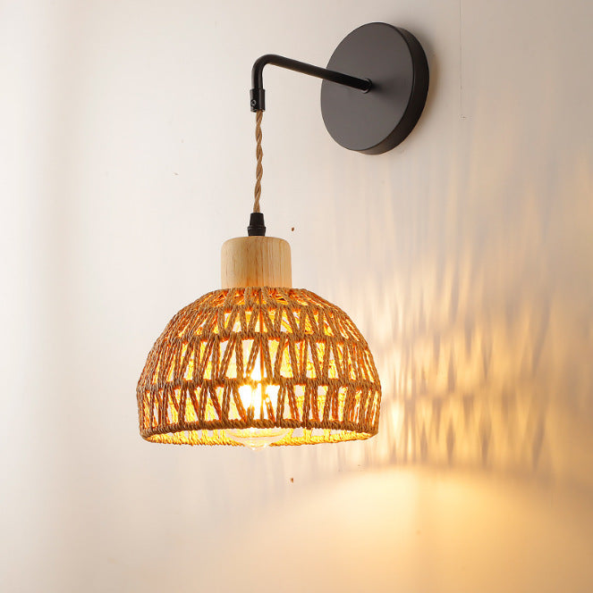 Bukittinggi Wall Light — Wall light with a suspended shade and dark wall bracket, Type B.