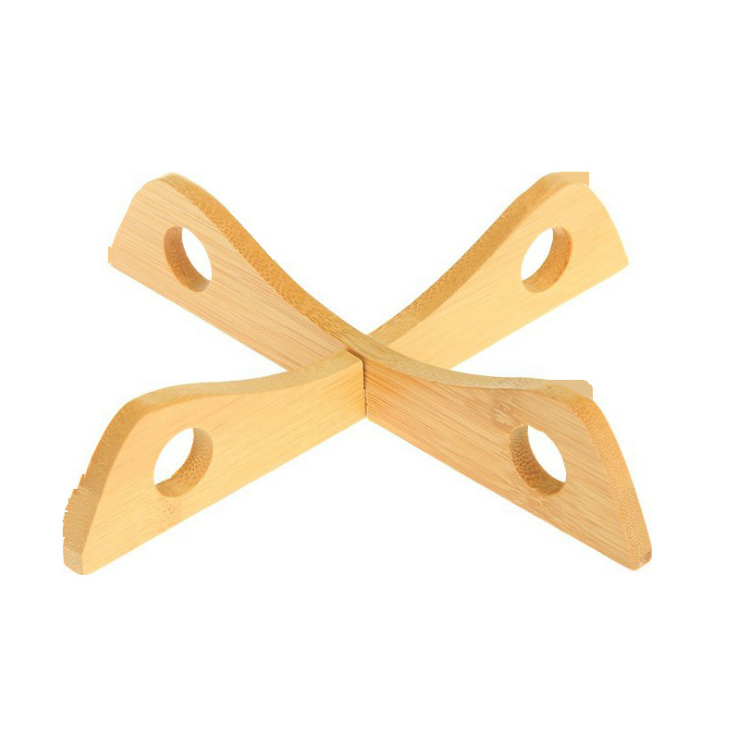 Shanyu Pot Stand — Crossed bamboo pot stand.