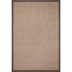 Yulan Rug — Light brown sisal rug with a dark brown fabric border.