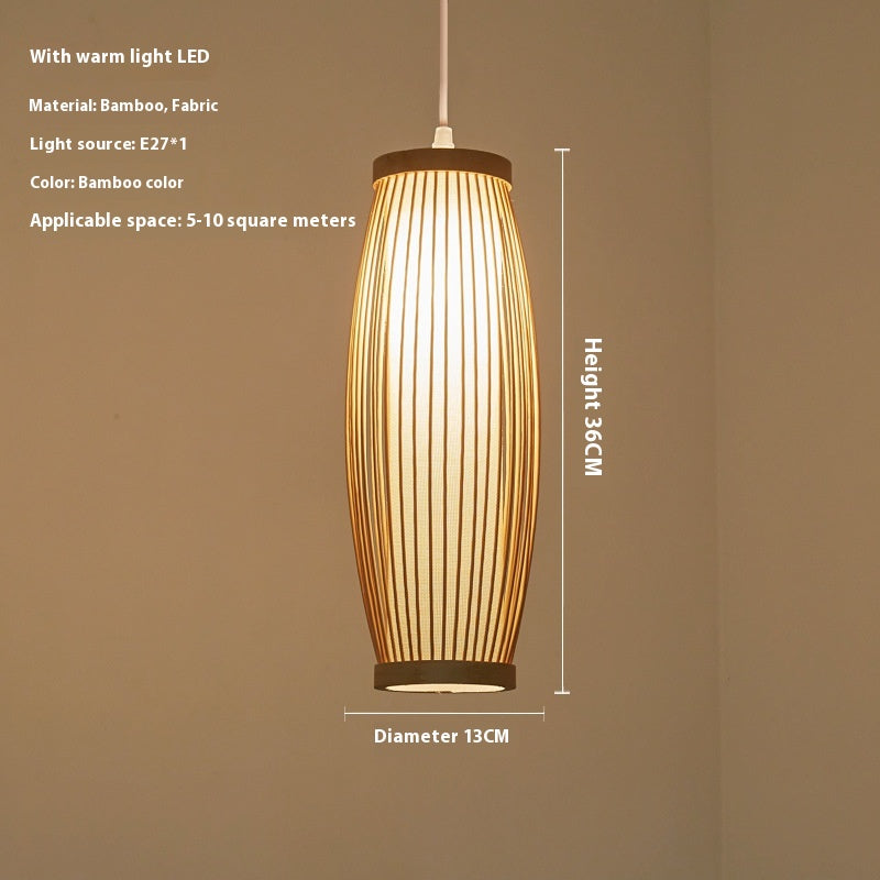 Denpasar Pendant Light — Tall slender pendant shade formed from wooden ribs.
