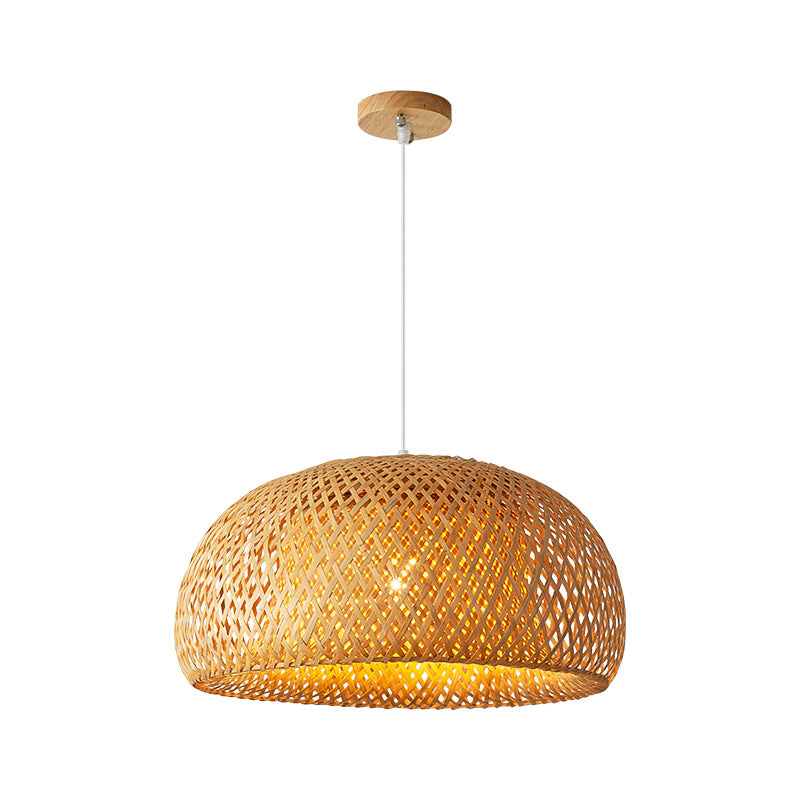 Fukaya Pendant Light — Rounded woven dome pendant shade.