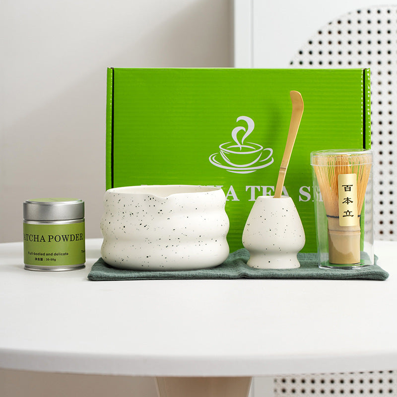 Klaten Matcha Tea Set — White ceramic matcha preparation set, in the selected six-piece configuration.