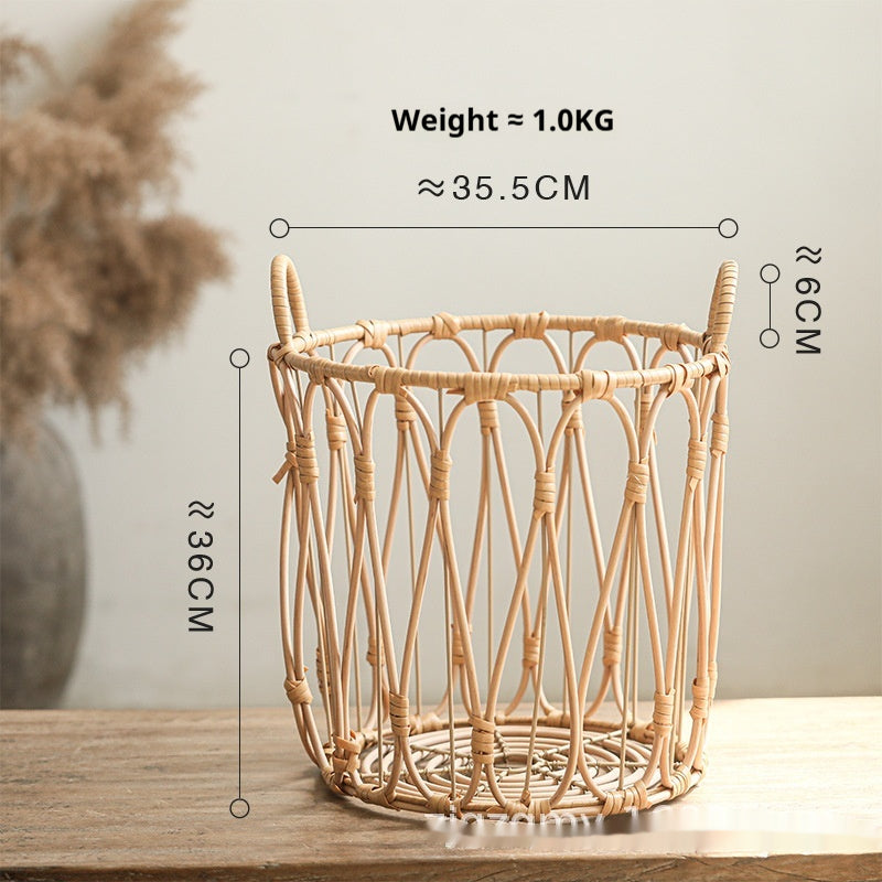 Bantul Storage Basket — Cylindrical woven basket with two loop handles.