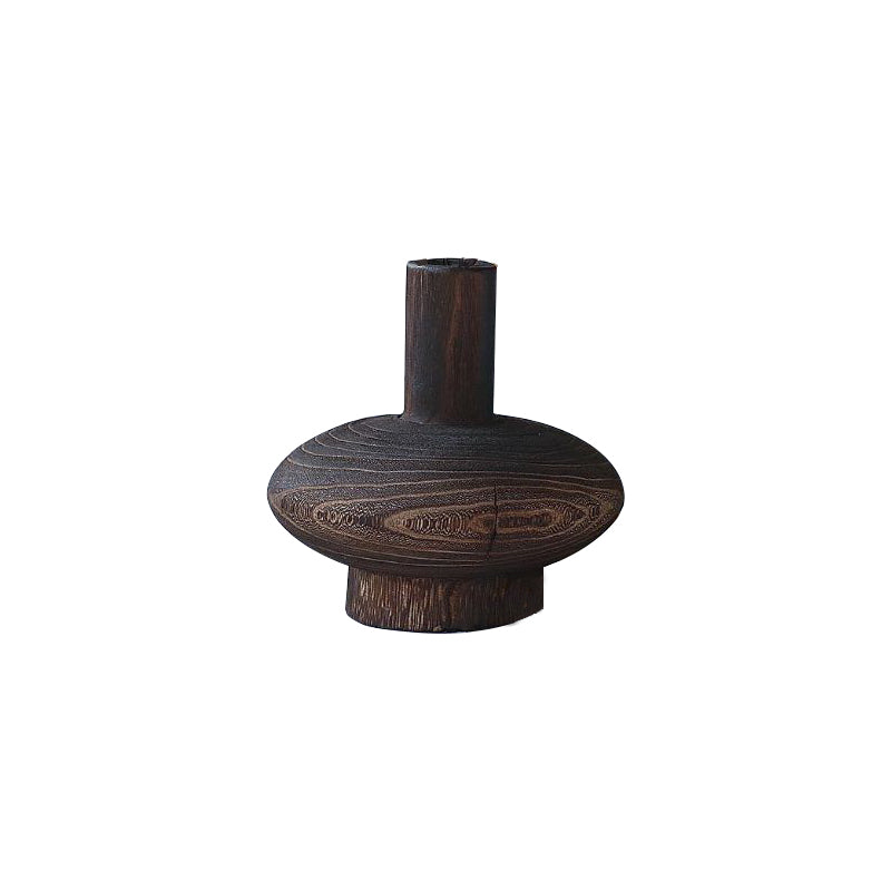 Lanshan Vase — Low wooden decorative vase with a narrow neck, style 2.