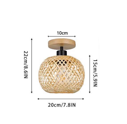 Indramayu Ceiling Light — Short ceiling-mounted woven light, ceiling version.