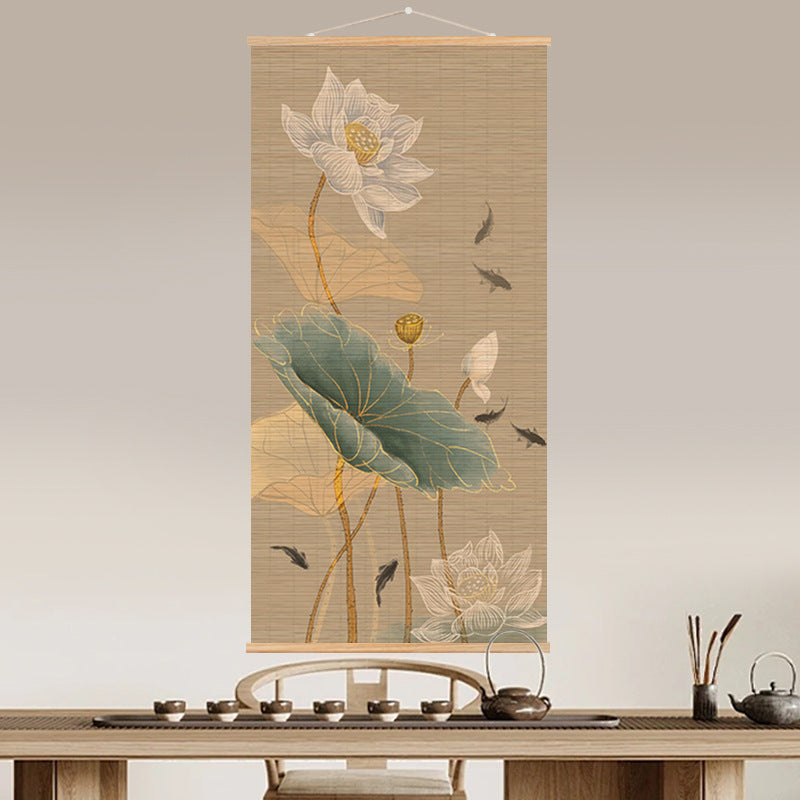 Chaozhou Bamboo Wall Panel — Decorative wall panel with a printed lotus design.