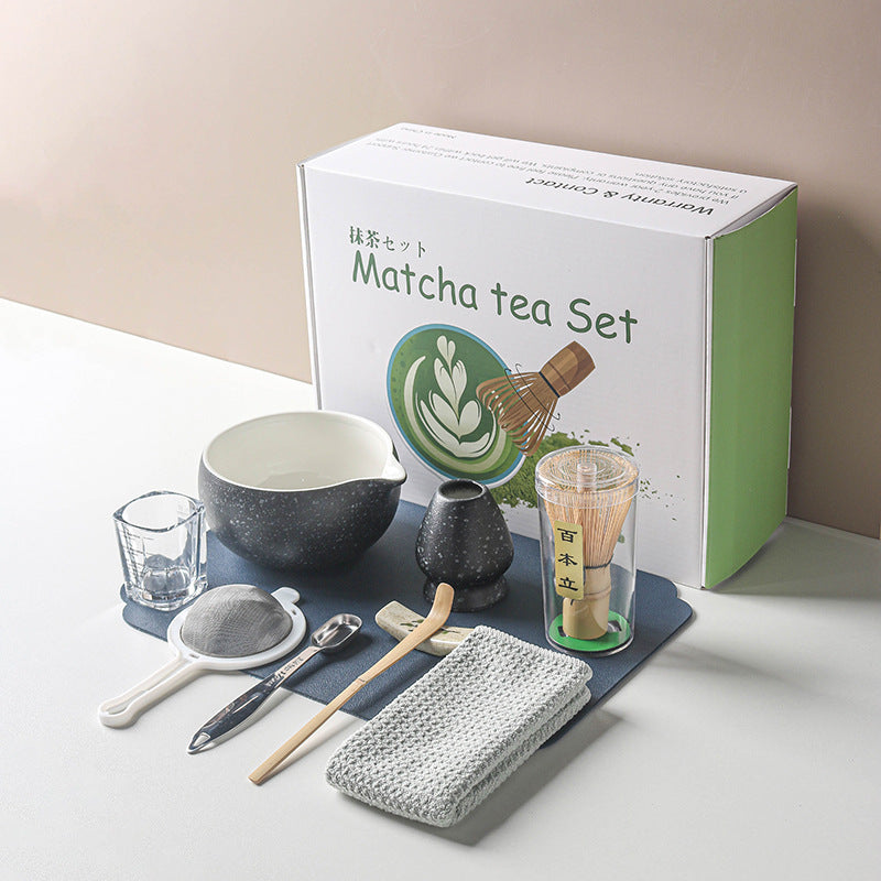 Inami Matcha Tea Set — Ten-piece matcha set in matte black.