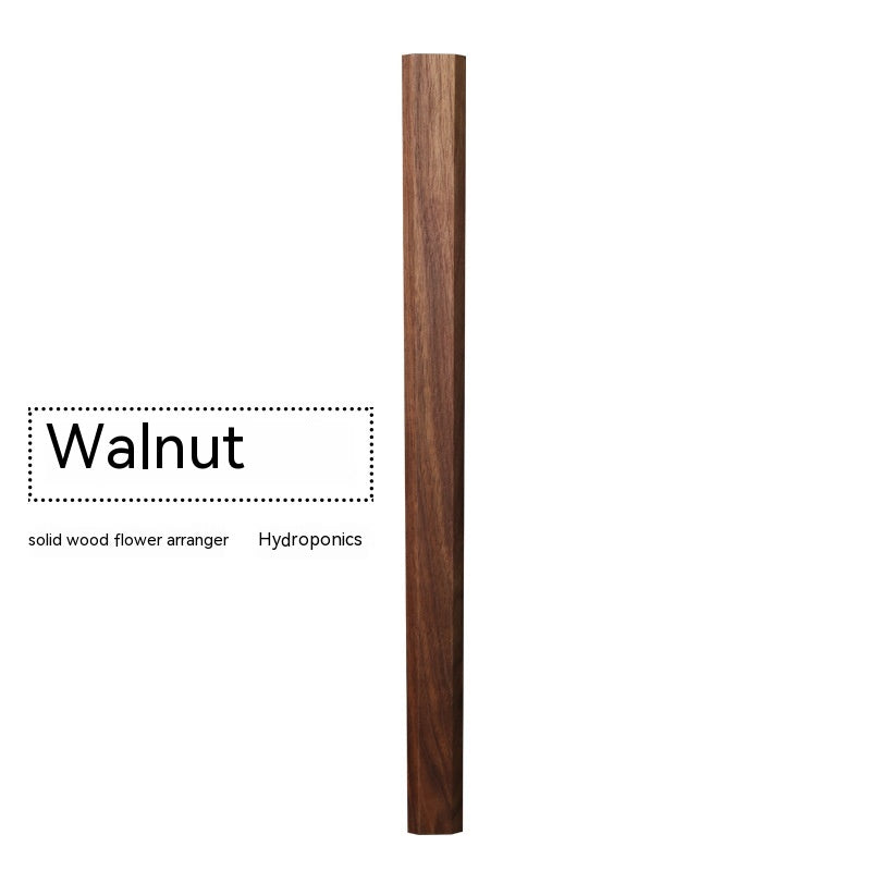 Meiyun Vase — Slender vertical walnut-wood vase holder.