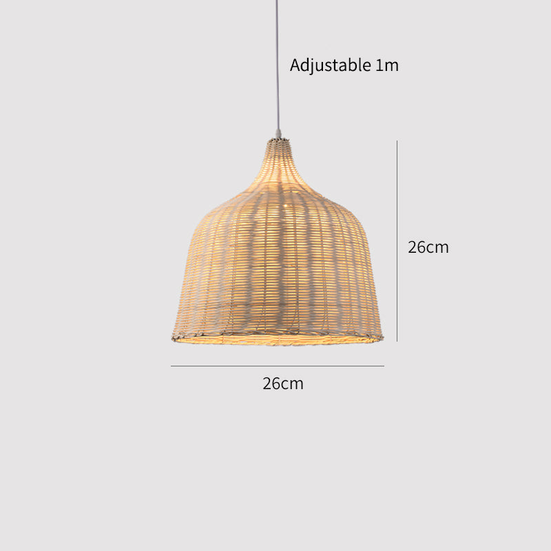 Gotenba Pendant Light — Bell-shaped grass-and-rattan pendant shade, in the selected A design.