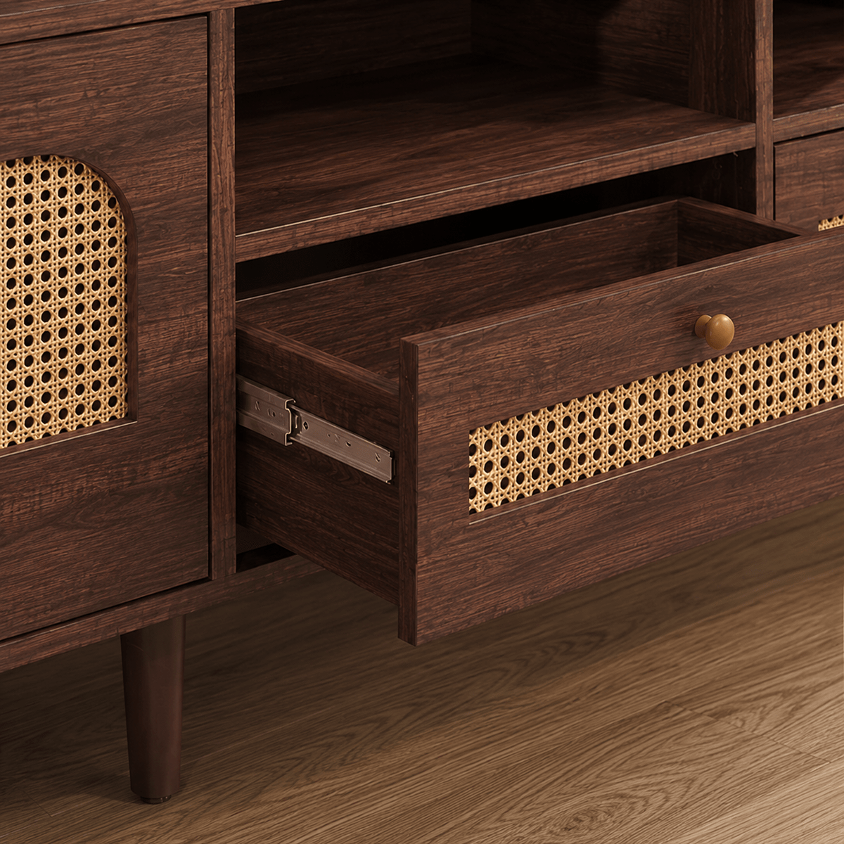 The Dalton Walnut TV Unit - Rattan TV Unit UK
