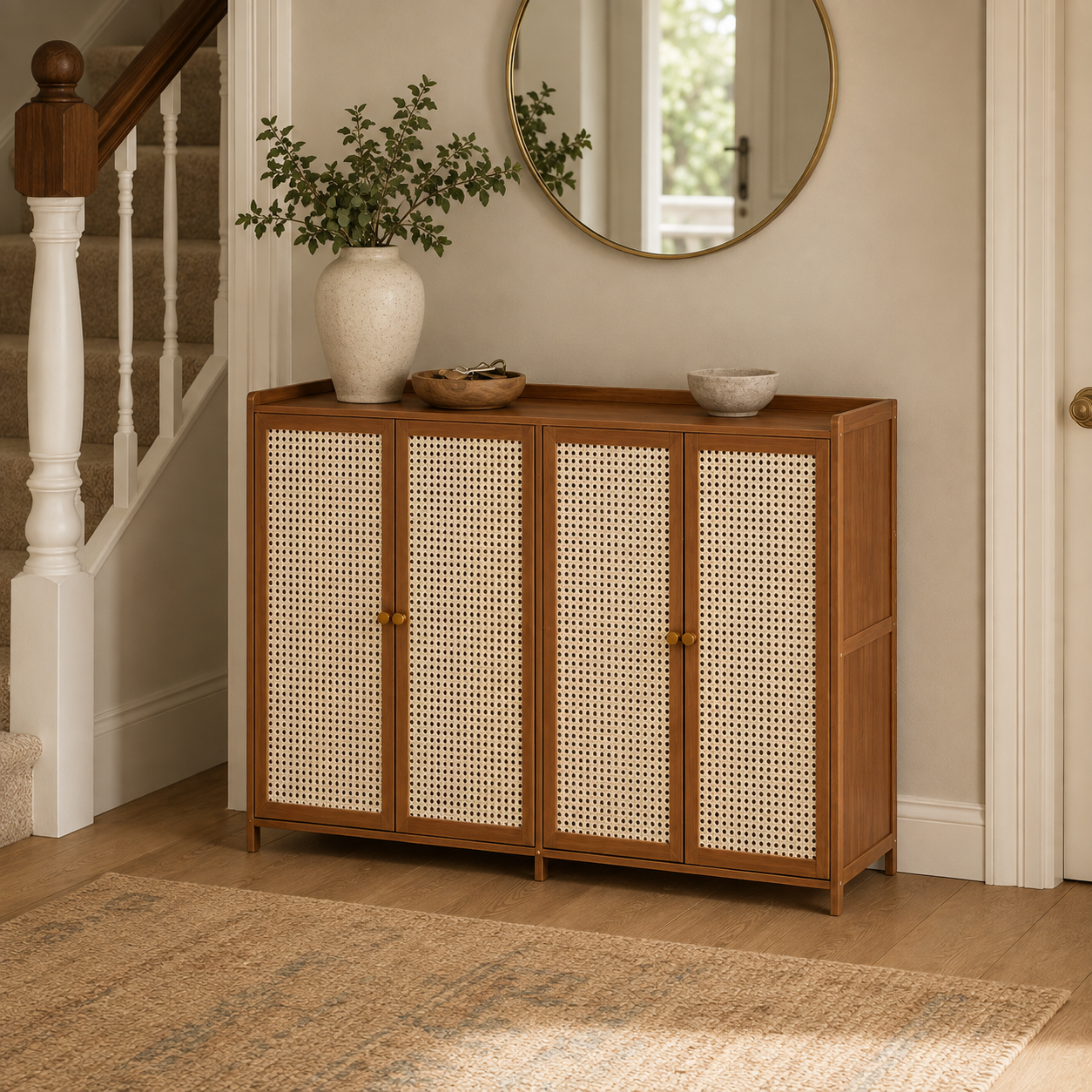 The Harrington Rattan Shoe Cabinet