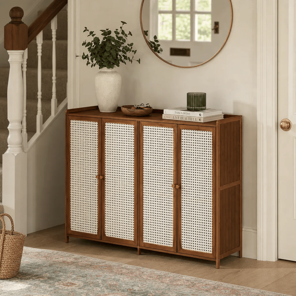 The Harrington Rattan Shoe Cabinet - Shoe Cabinet UK