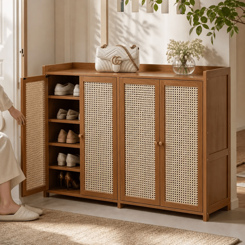 The Harrington Rattan Shoe Cabinet - Shoe Cabinet UK