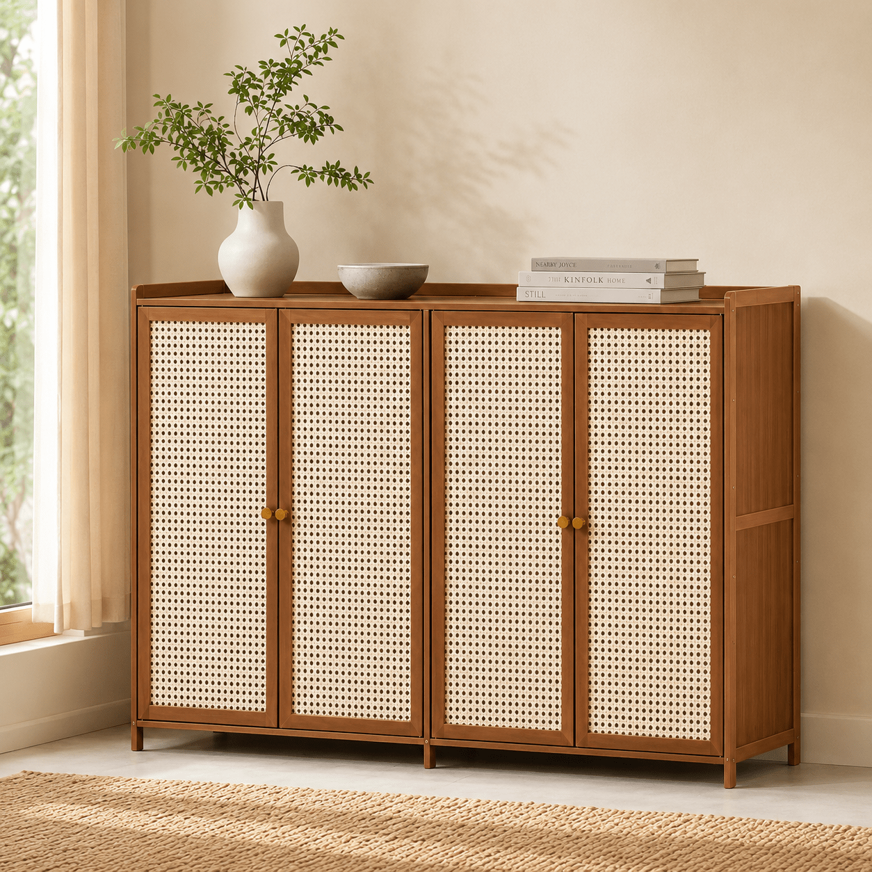 The Harrington Rattan Shoe Cabinet - Shoe Cabinet UK